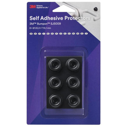 3M™ Bumpon™ SJ5009BL Elastický nárazník Mini Pack, Černá, 6 kusů, 22,3 x 10,1 mm, Lepidlo z přírodního kaučuku R-30 | Balení (6 kusů)