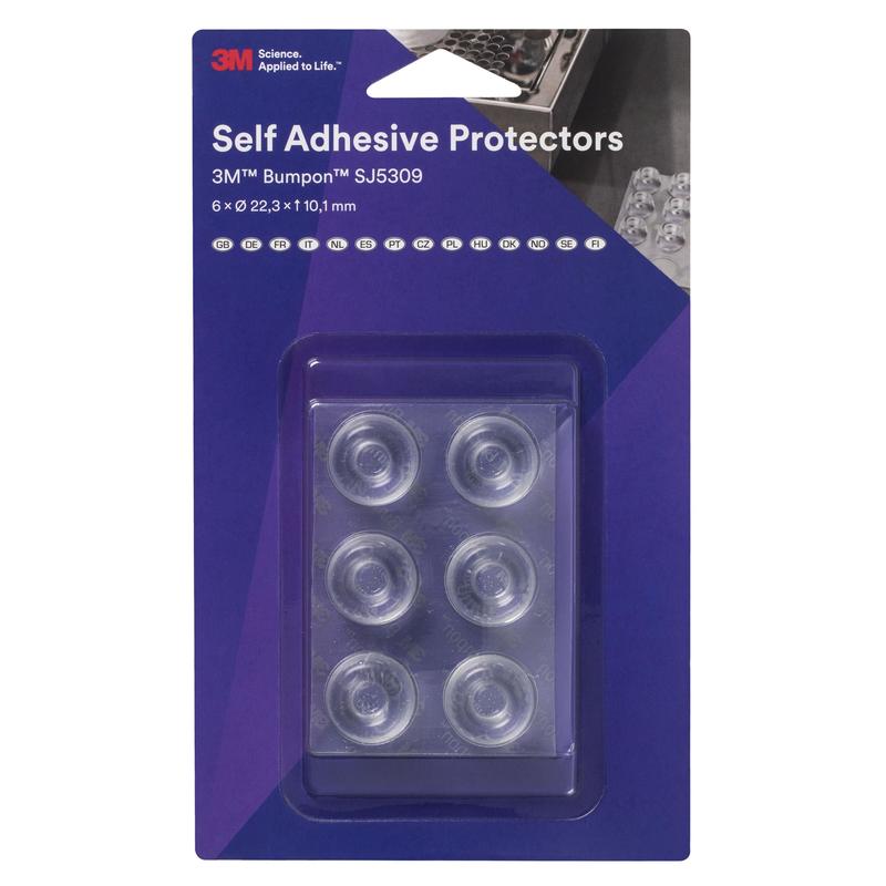 Mini balení elastického pufru 3M™ Bumpon™ SJ5309BL, transparentní, 6 kusů, 22,3 x 10,1 mm, lepicí akryl A-20 | Balení (6 kusů)