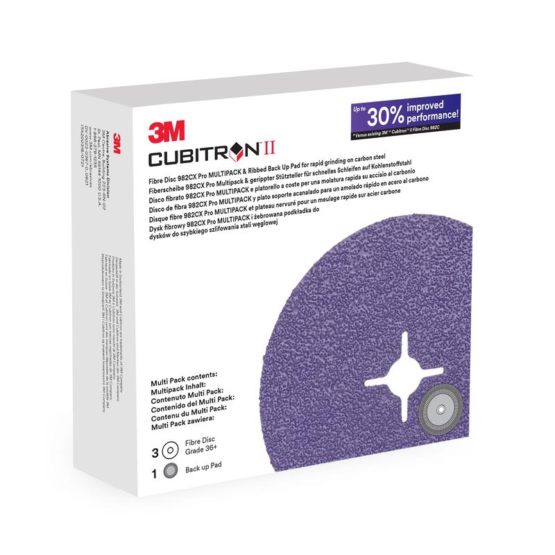 3M™ Cubitron™ II vláknový kotouč 982CX Pro KIT, 36+, 115 mm, 3 kotouče + opěrná deska | Balení (1 sada)