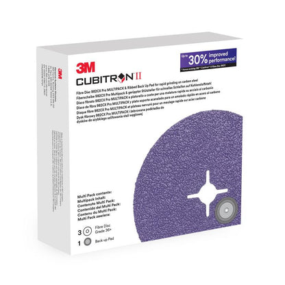 3M™ Cubitron™ II vláknový kotouč 982CX Pro KIT, 36+, 115 mm, 3 kotouče + opěrná deska | Balení (1 sada)