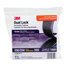 3M™ Dual Lock™ Flexibilní patentní uzávěr TB3560, průsvitný, 25 mm x 3 m, 5,7 mm, 40 hlav/cm2, venkovní plocha | Taška (1 kus)