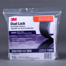 3M™ Dual Lock™ TB3870, černá, 25 mm x 3 m, 6,1 mm, 40 hlav/cm2, venkovní | Taška (1 kus)