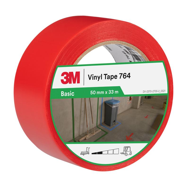 3M™ Univerzální PVC páska 764, červená, 50 mm x 33 m, 0,13 mm, jednotlivě balená | Balení (1 role)
