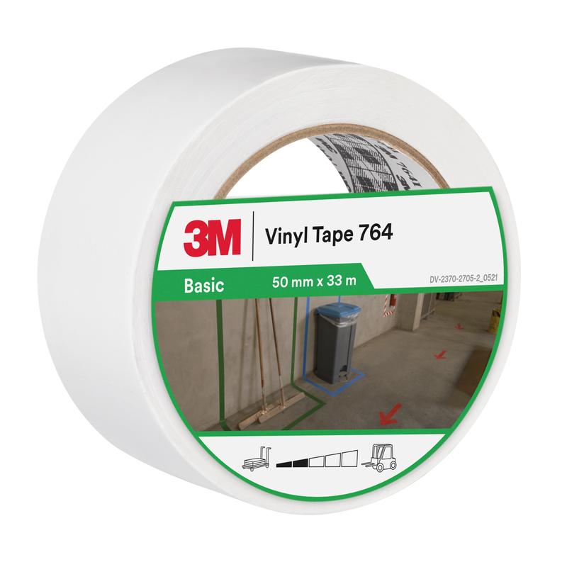 3M™ Univerzální PVC páska 764, bílá, 50 mm x 33 m, 0,13 mm, jednotlivě balená | Balení (1 role)