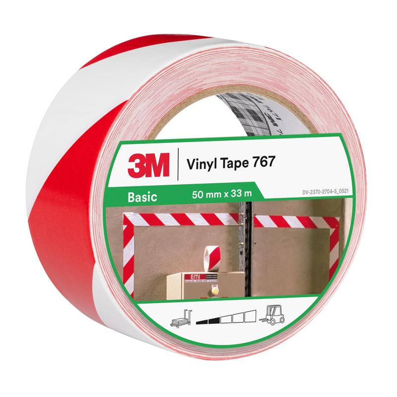 3M™ Výstražná páska 767i, červená/bílá, 50 mm x 33 m, jednotlivě balená | Balení (1 role)