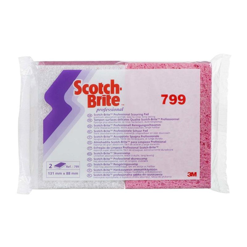 Celulózová houba 3M™ Scotch-Brite™ 799, růžová / bílá, 88 mm x 131 mm, 24 x 10 kusů / krabice | Balení (10 kusů)