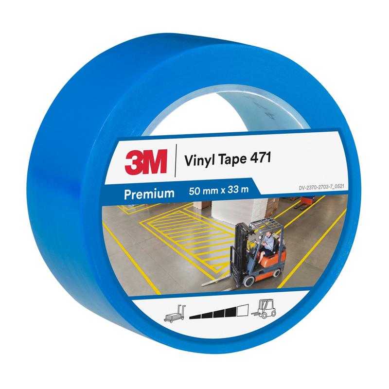 3M™ měkká PVC páska 471, modrá, 50 mm x 33 m, 0,14 mm, jednotlivě balená | Balení (1 role)