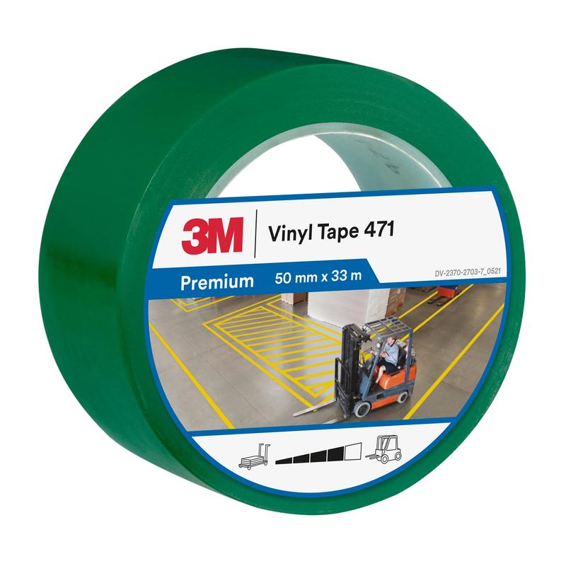3M™ měkká PVC páska 471, zelená, 50 mm x 33 m, 0,14 mm, jednotlivě balená | Balení (1 role)