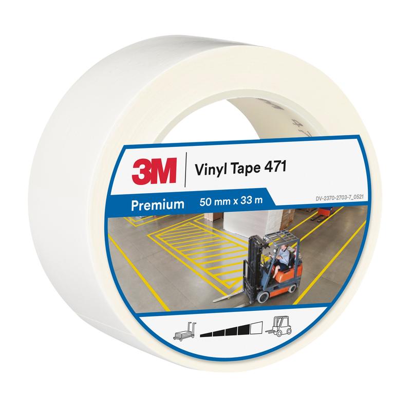 3M™ měkká PVC páska 471, bílá, 50 mm x 33 m, 0,14 mm, jednotlivě balená | Balení (1 role)