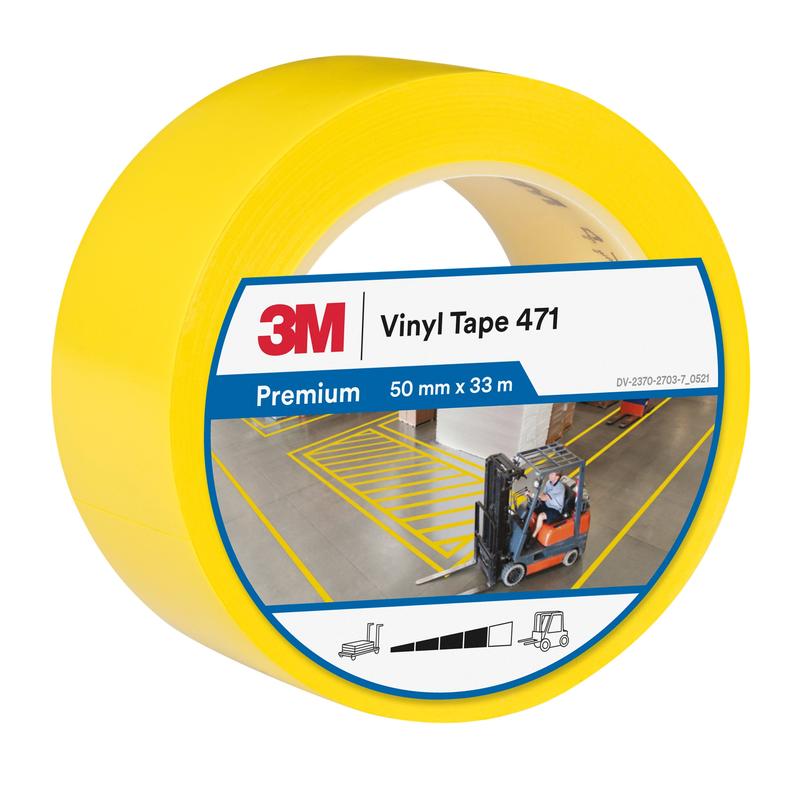 3M™ měkká PVC páska 471, žlutá, 50 mm x 33 m, 0,14 mm, jednotlivě balená | Balení (1 role)