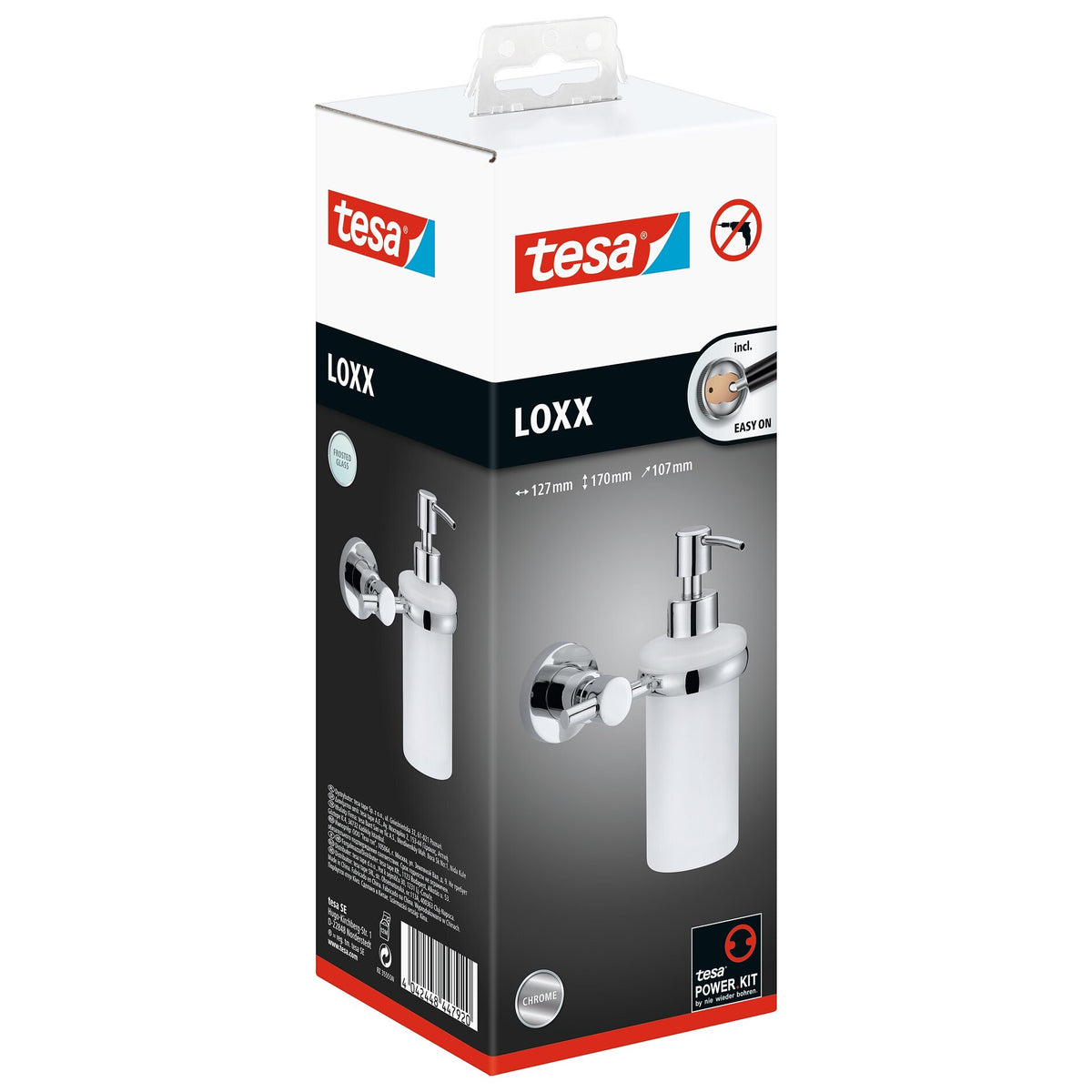 tesa Loxx Wandseifenspender, verchromt, inkl. Klebelösung