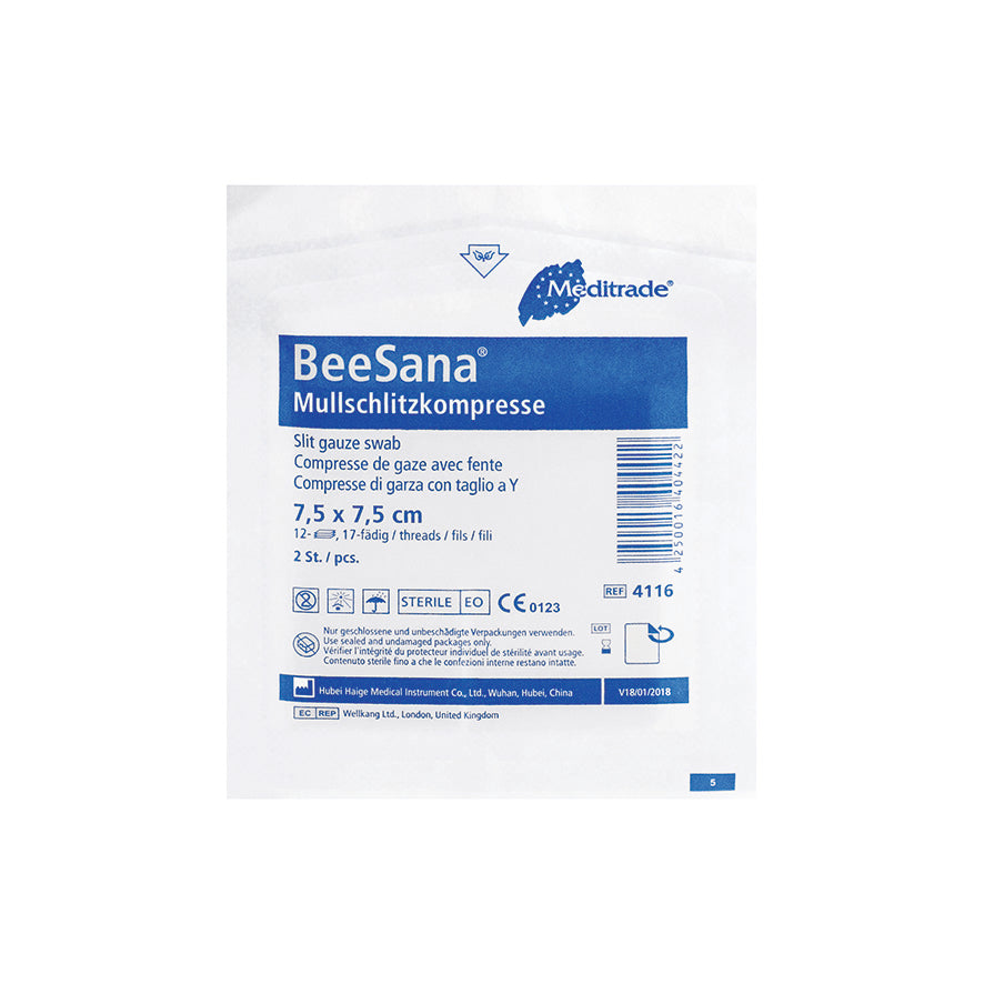 BeeSana® gázový štěrbinový obklad, sterilní, 12násobný (50 kusů)