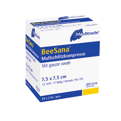 BeeSana® gázový štěrbinový obklad, sterilní, 12násobný (50 kusů)