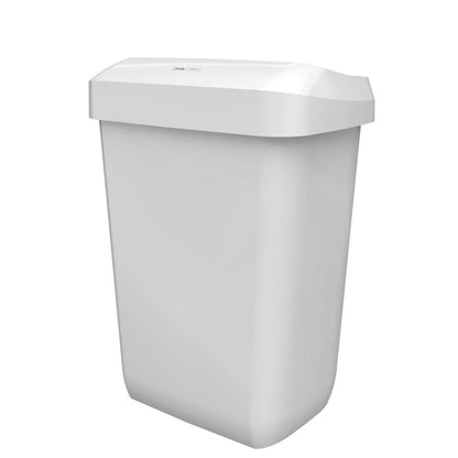 CWS ParadiseLine Abfallbehälter Paper Bin je bílý, obdélníkový 43litrový plastový kontejner s mírně klenutým víkem, zobrazený na jednoduchém bílém pozadí.