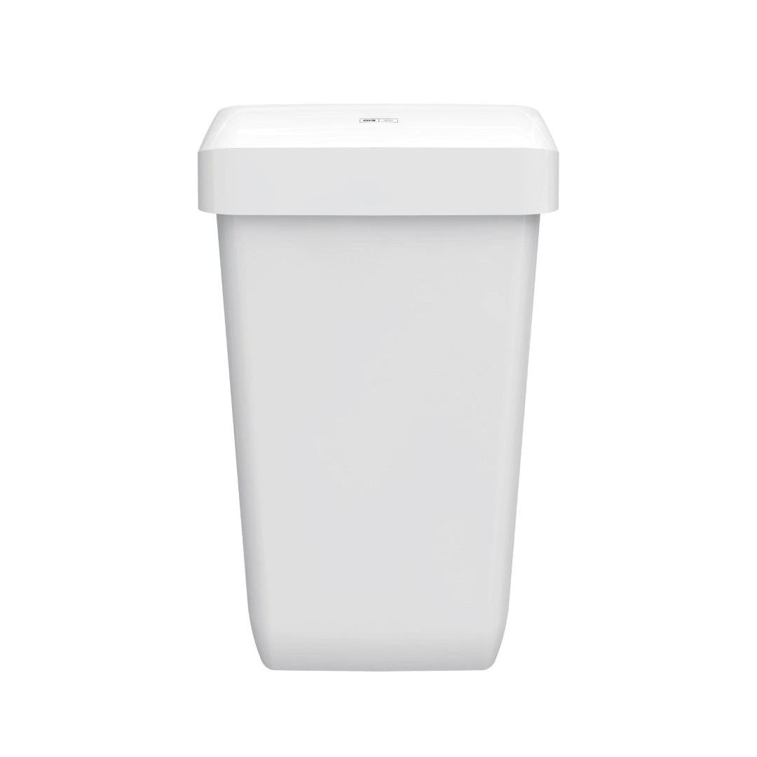 CWS ParadiseLine odpadkový koš Paper Bin v bílé barvě (23 l) se vyznačuje jednoduchým, obdélníkovým designem s plochým víkem, který je zobrazen na bílém pozadí.
