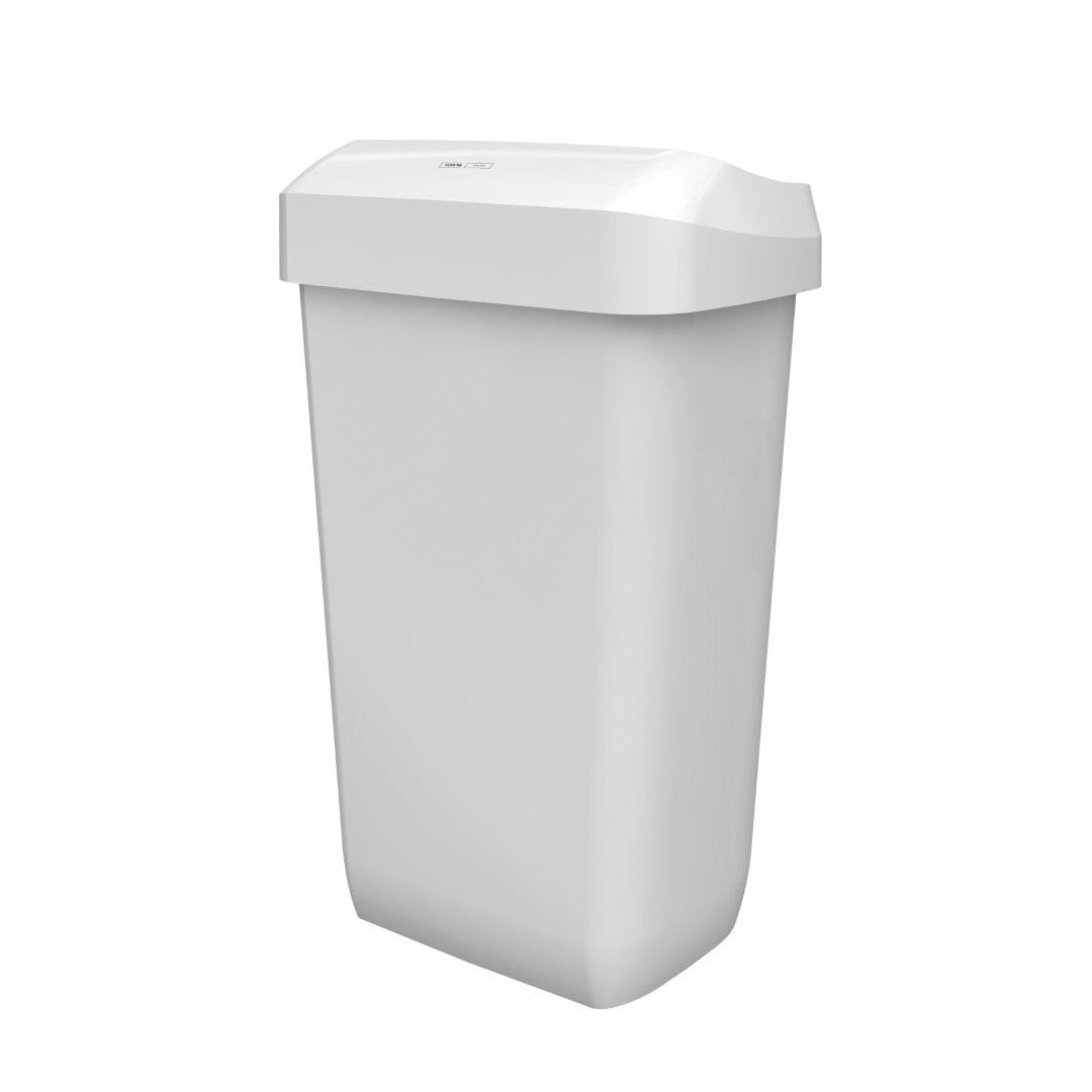 CWS ParadiseLine odpadkový koš Paper Bin (Bílý, 23 l) se vyznačuje moderním, minimalistickým designem s hladkými hranami a uzavřeným víkem. Zobrazen je bílý, obdélníkový plastový kontejner od CWS před jednoduchým bílým pozadím.