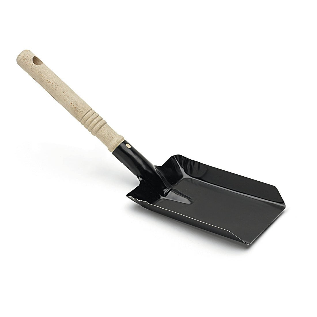 Lopatka na uhlí Nölle Profi Brush má černě lakovanou kovovou čepel o velikosti 38x11 cm a světlou dřevěnou rukojeť, která je zobrazena na jednoduchém bílém pozadí. Značka: Nölle Profi Brush Bürsten- & Pinseltechnik e.K.