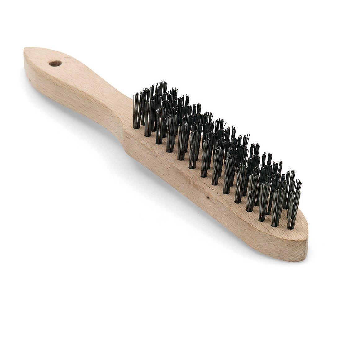 Nölle Profi Brush ruční drátěný kartáč s hladkou ocelí od Nölle Profi Brush Bürsten- & Pinseltechnik e.K. s dřevěnou rukojetí a hustými ocelovými štětinami je zobrazen na bílém pozadí - ideální pro efektivní odstranění rzi.