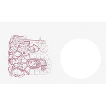 Kresba zobrazuje kuchaře u kuchyňského pultu s potravinami, nádobím a bryndáčky Dunicel 40x60cm pro děti - design Jídelního rytíře (Duni GmbH), vlevo od velkého prázdného bílého kruhu na jednobarevném pozadí. Balení po 500 kusech.