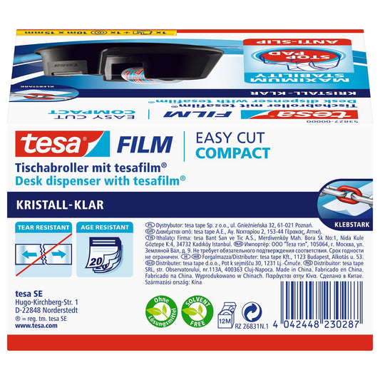 tesa Easy Cut stolní odvíječ Compact, černý, průhledný, 10 m x 15 mm
