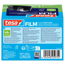 tesa DESK DISPENSER SMART RECYCLED – stolní odvíječ s páskou tesafilm CLEAR RECYCLED, průhledná