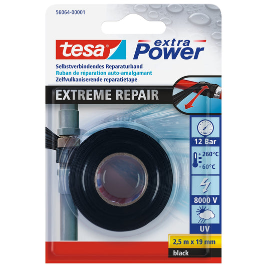 Opravná páska tesa extra Power Extreme Repair, 2,5 m × 19 mm, černá