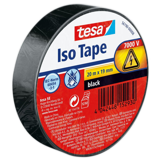 Izolační páska tesa SPVC pro elektroinstalace, černá, 20 m × 19 mm