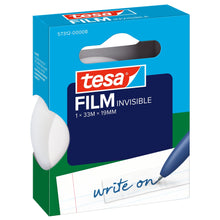 tesafilm 57312 Invisible, skládací krabička na zavěšení, 33 m × 19 mm, matná bílá