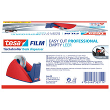 tesa 57421 Easy Cut stolní odvíječ, prázdný, pro role do 33 m × 19 mm, červeno-modrý