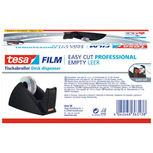 tesa 57421 Easy Cut stolní odvíječ, prázdný, pro role do 33 m × 19 mm, černý