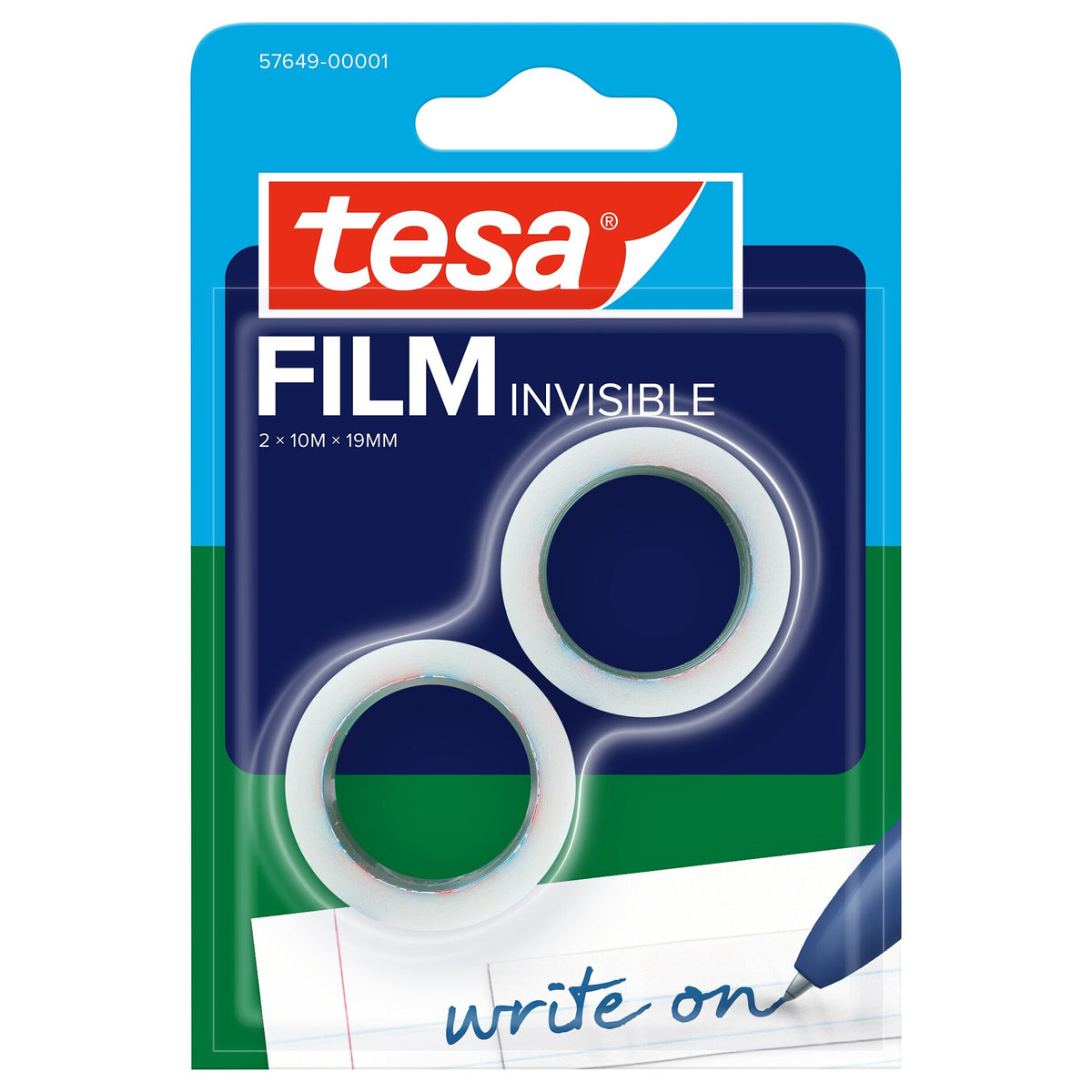 tesafilm INVISIBLE, matt-weiß, im Blister, 10 m x 19 mm
