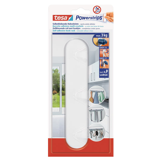 tesa Powerstrips lišta s háčky, bílá