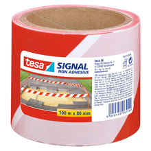 tesa 58137PE Signal – nelepivá výstražná páska, 100 m × 80 mm, červeno-bílá