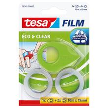 tesafilm mini odvíječ + 2 role Eco Clear, zelené