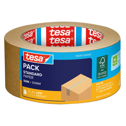 tesapack STANDARD PAPER, chamois 50 m x 50 mm, 1 Rolle