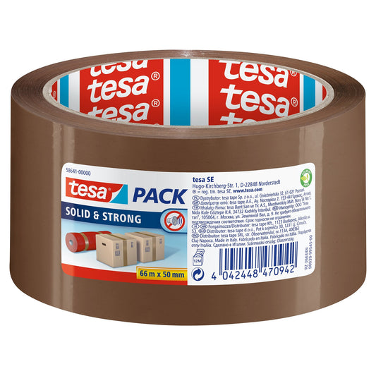 tesapack Solid & Strong Paketband, 66 m x 50 mm braun