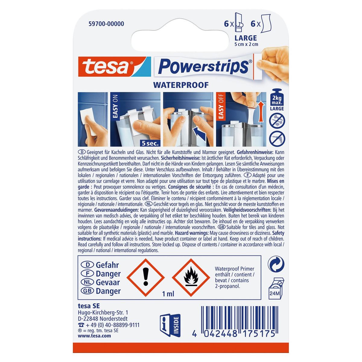 tesa Powerstrips Waterproof Strips, weiß