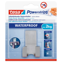 Držák na holicí strojek tesa Powerstrips Waterproof Zoom, kovový, bílý