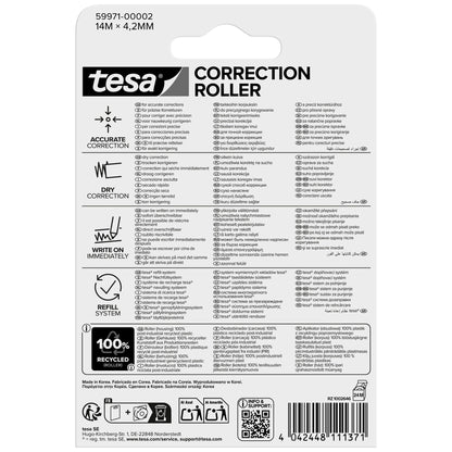 tesa CORRECTION ROLLER, bílá, v blistru, 14 m × 4,2 mm