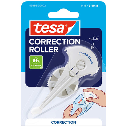 tesa CORRECTION ROLLER, bílá, v blistru, náplň, 14 m × 8,4 mm