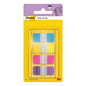 Balení 3M Post-it® Index Strong Ablagetabs, Mini (15,8 mm x 38,1 mm), obsahuje 40 barevných záložek (modrá, fialová, růžová, žlutá) v dávkovači pro efektivní organizaci dokumentů. Od 3M Deutschland GmbH.