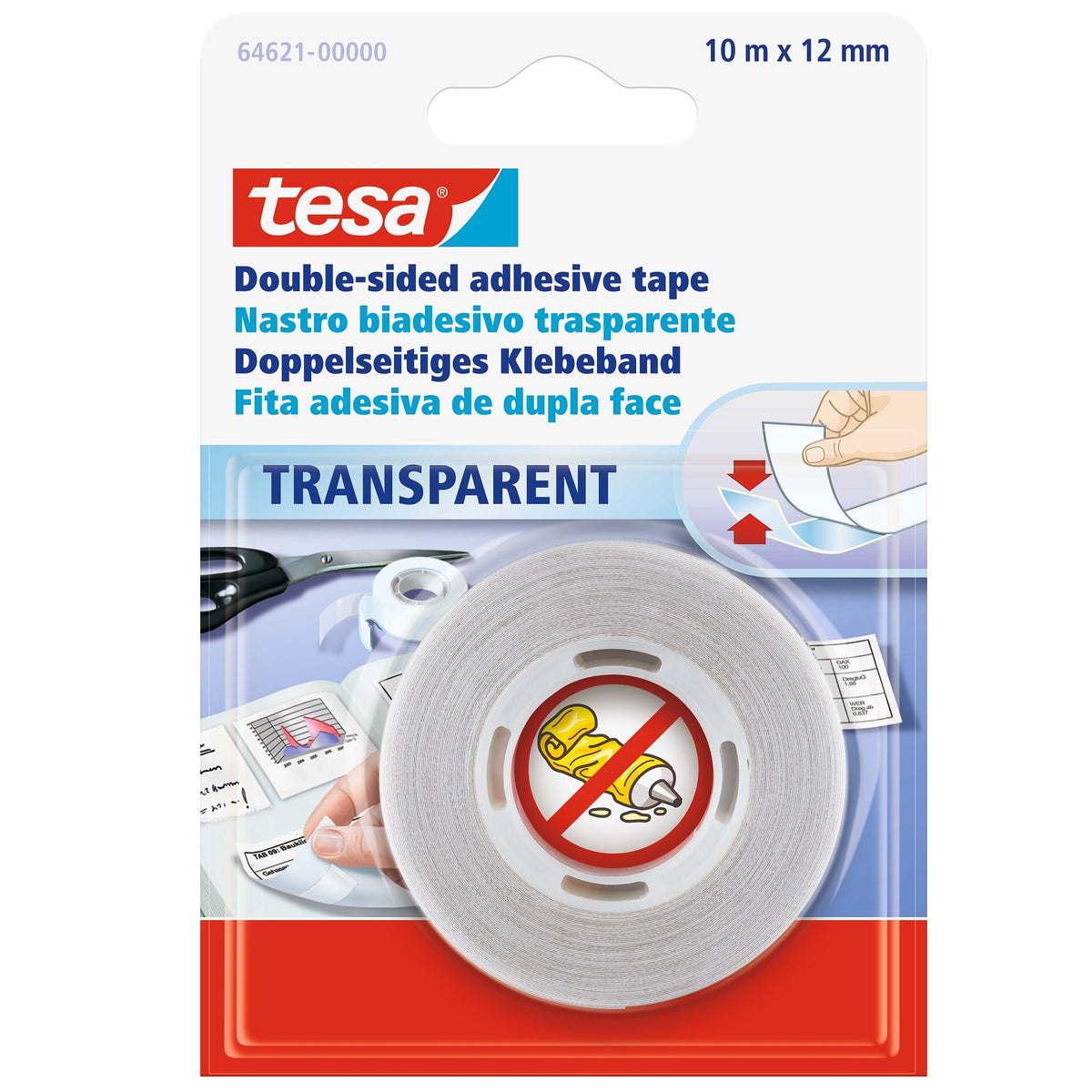 tesa Doppelseitiges Klebeband, 10 m x 12 mm