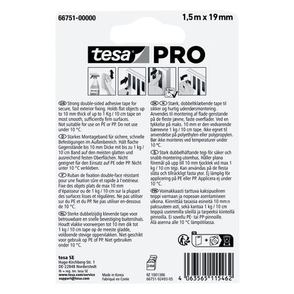 tesa PRO 66751 Mounting Outdoor Klebeband, transparent 1,5 m x 19 mm