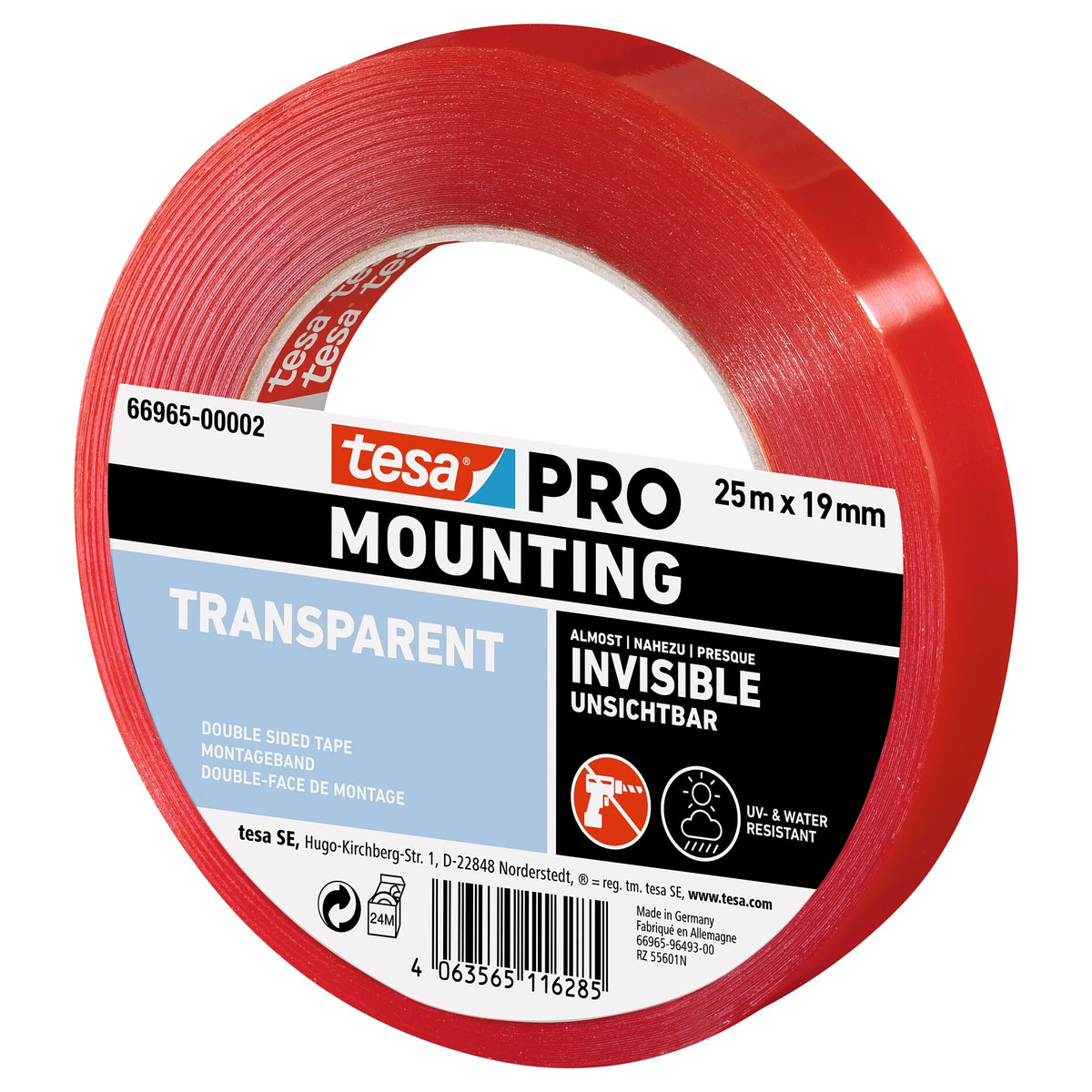 tesa PRO 66965 Mounting Transparent 25 m x 19 mm