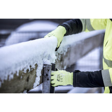 NITRAS TAEKI WINTER CUT, ochranné rukavice proti pořezání, neonově žlutá / černá