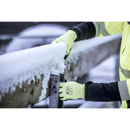 NITRAS TAEKI WINTER CUT, ochranné rukavice proti pořezání, neonově žlutá / černá