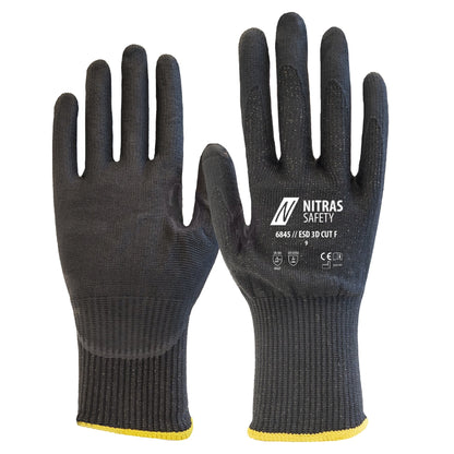 NITRAS ESD 3D CUT F, ochranné rukavice proti pořezání, černé