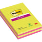Balíček Post-it® Super Sticky Notes ve velkém formátu od 3M Deutschland GmbH, linkovaný, 127 x 203 mm, různé barvy, 45 listů na blok, 4 bloky na balení. Vyrobeno ze 100% PEFC certifikovaného papíru.