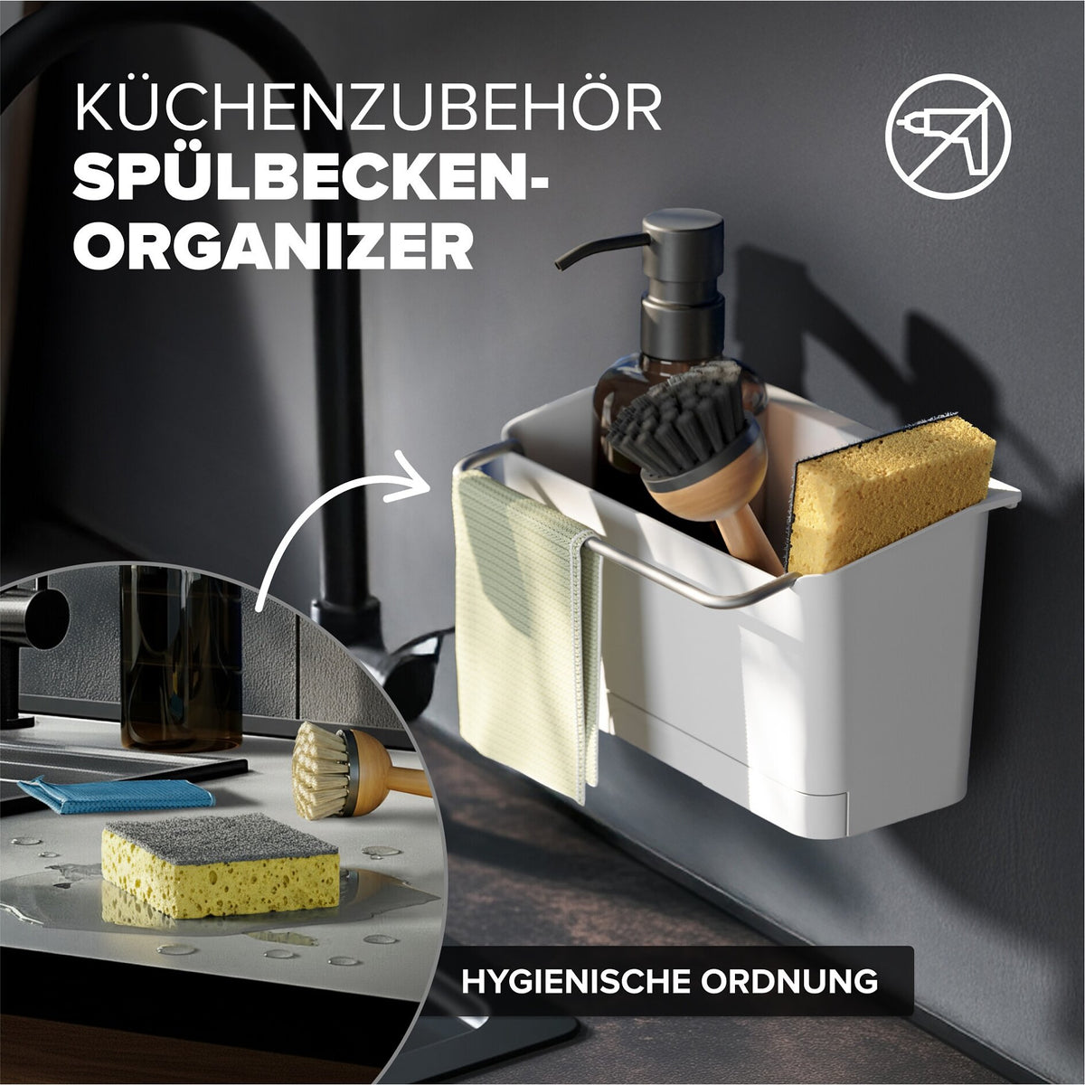 tesa Küchenzubehör Spülbecken Organizer Set – Produktmerkmale