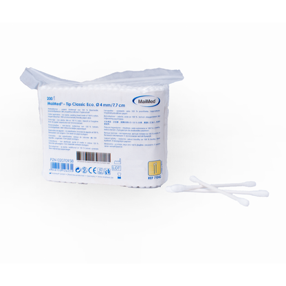 MaiMed -Tip Classic ECO (malá hlava) nesterilní vatové tampony, kartonová tyčinka, 200 kusů/sáček | Balení (200 kusů)